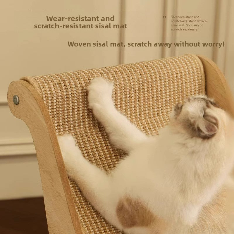 Wooden Cat Lounge Chair with Sisal Scratching Pad