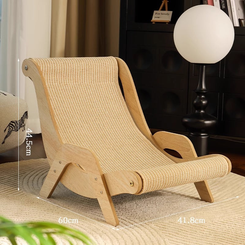 Wooden Cat Lounge Chair with Sisal Scratching Pad