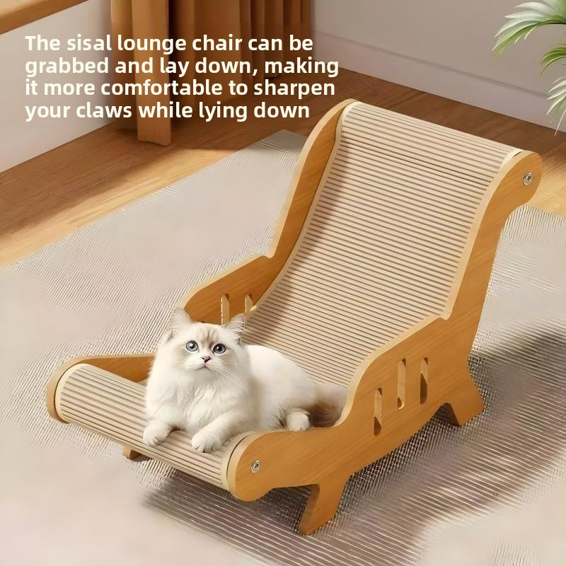 Wooden Cat Lounge Chair with Sisal Scratching Pad