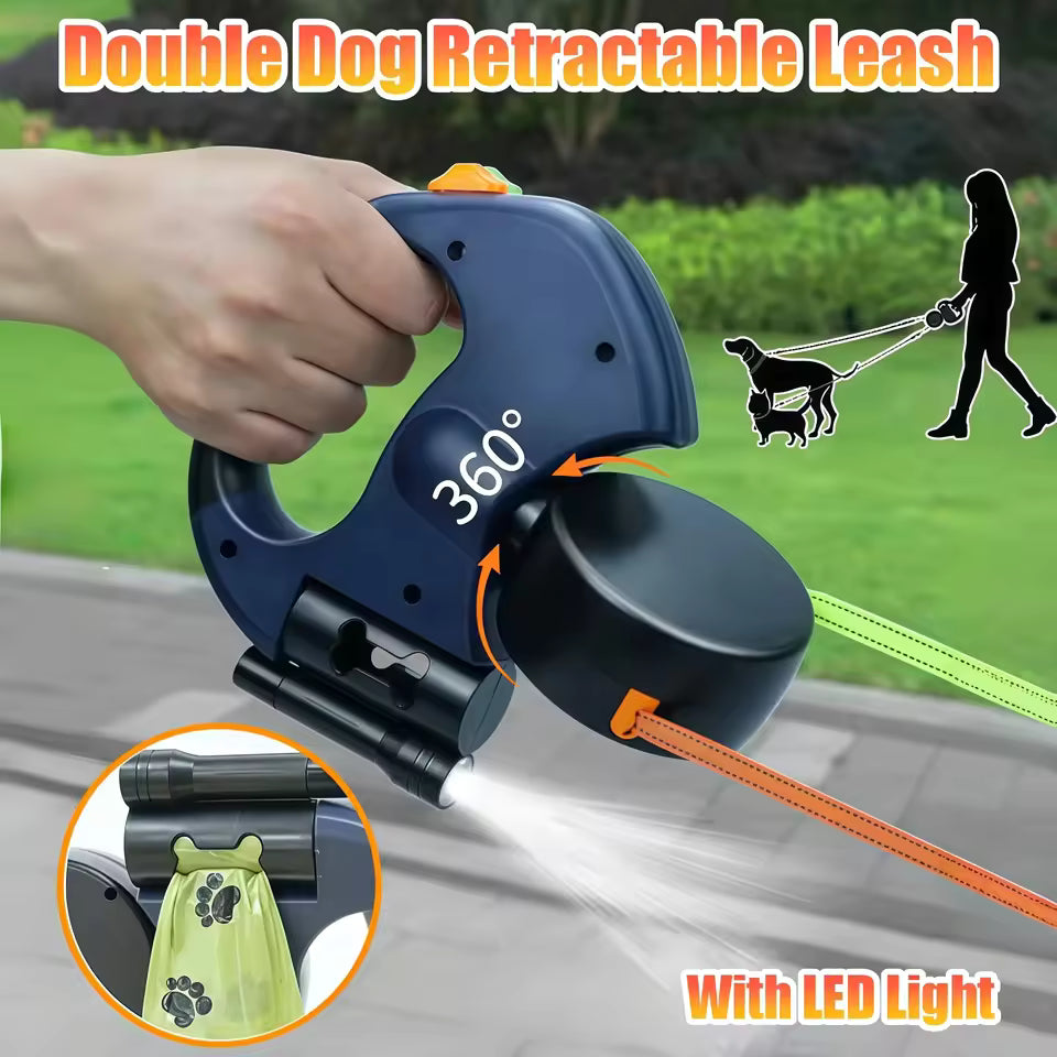 Dual Dog Leash Lead No Tangle With Lights