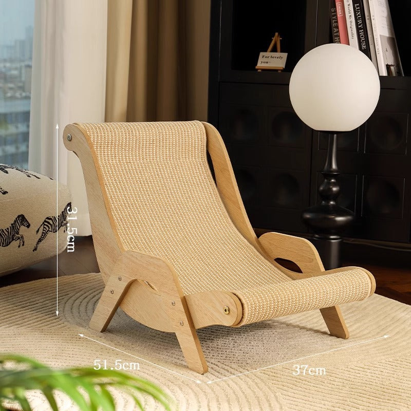 Wooden Cat Lounge Chair with Sisal Scratching Pad